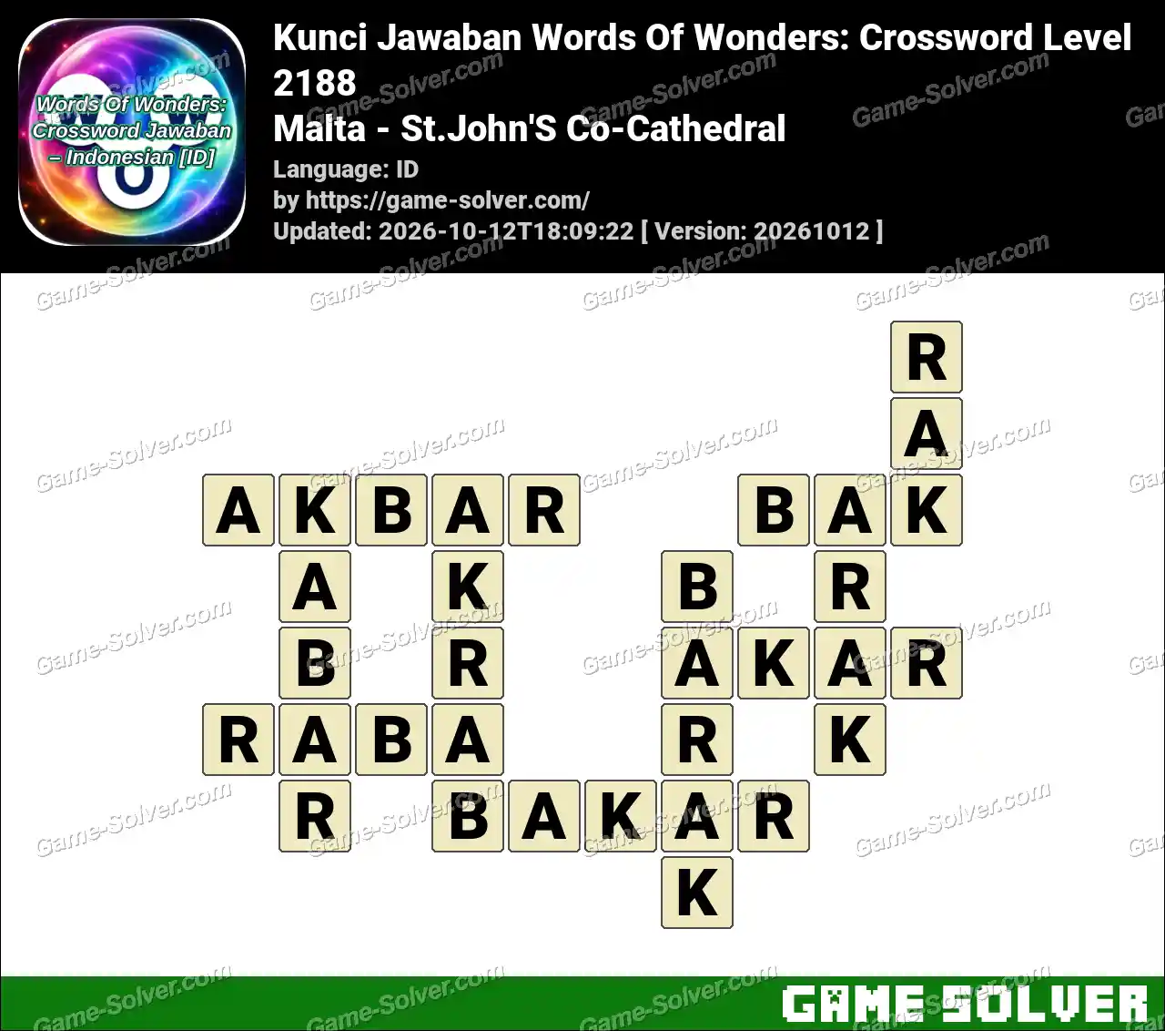 Kunci Jawaban Words Of Wonders: Crossword Level 2188 – Malta – St.John’S Co-Cathedral